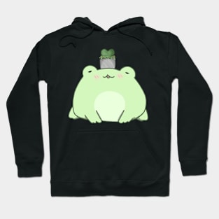 Chibi Frog With Succulent Plant (Light Green) Hoodie